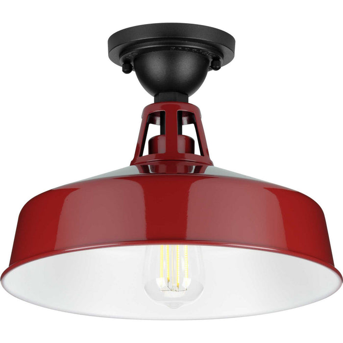 Progress Lighting P550070-039 One Light Semi Flush Mount, Red