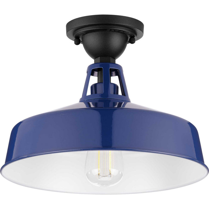 Progress Lighting P550070-091 One Light Semi Flush Mount, Navy