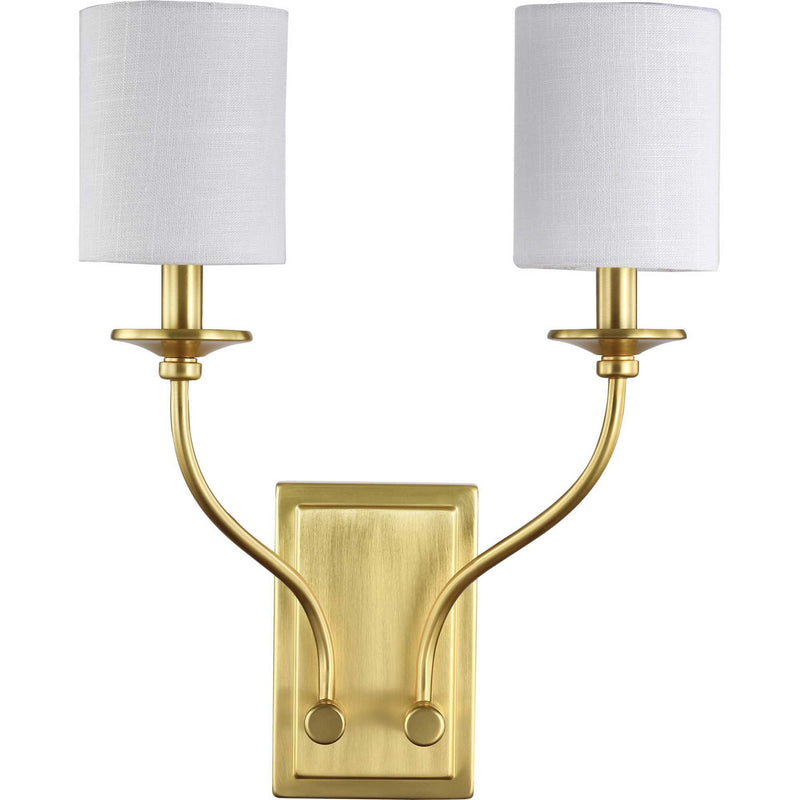 Progress Lighting P710019-012 Two Light Wall Sconce, Satin Brass