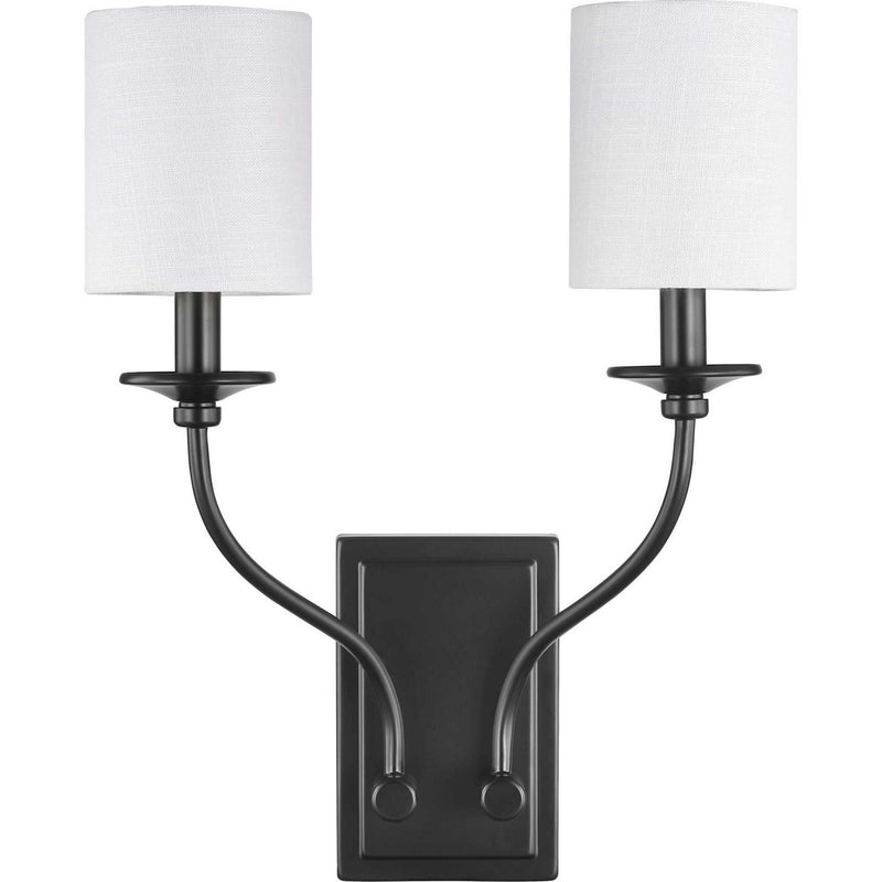 Progress Lighting P710019-031 Two Light Wall Sconce, Black