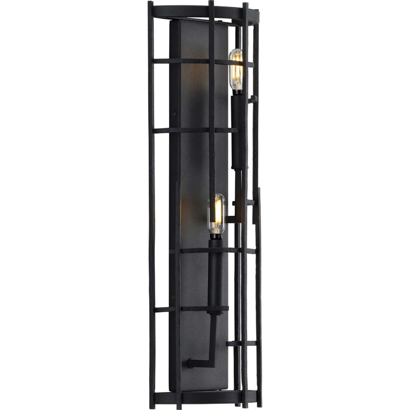 Progress Lighting P710077-031 Two Light Wall Sconce, Textured Black