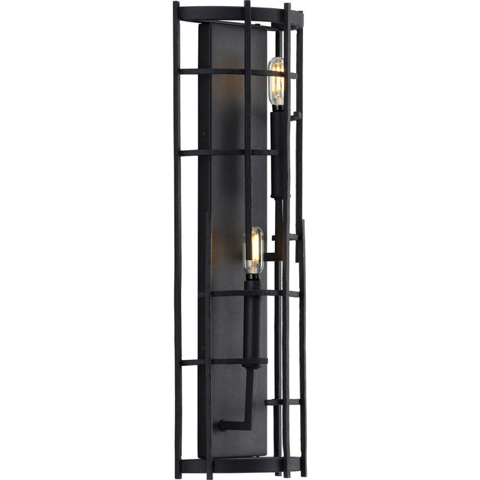 Progress Lighting P710077-031 Two Light Wall Sconce, Textured Black