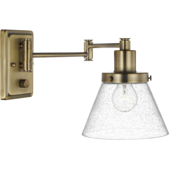 Progress Lighting P710084-163 One Light Swing Arm Wall Lamp, Vintage Brass