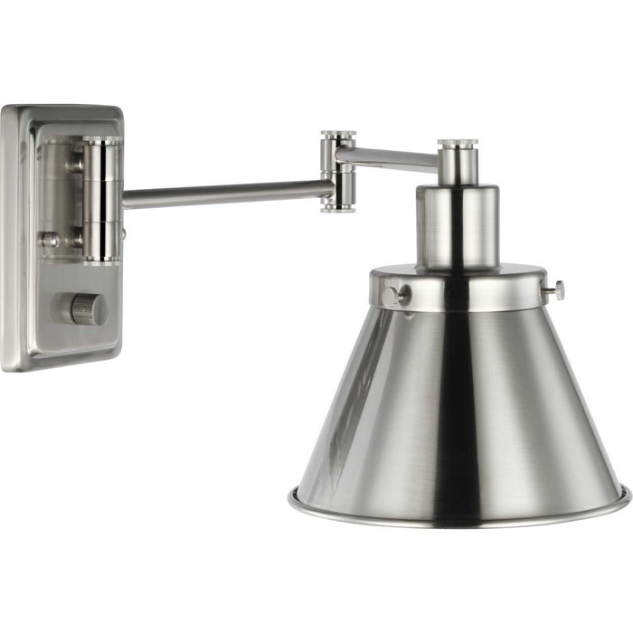 Progress Lighting P710085-009 One Light Swing Arm Wall Lamp, Brushed Nickel