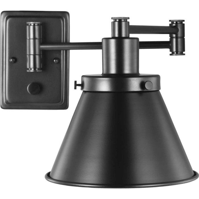 Progress Lighting P710085-031 One Light Swing Arm Wall Lamp, Black