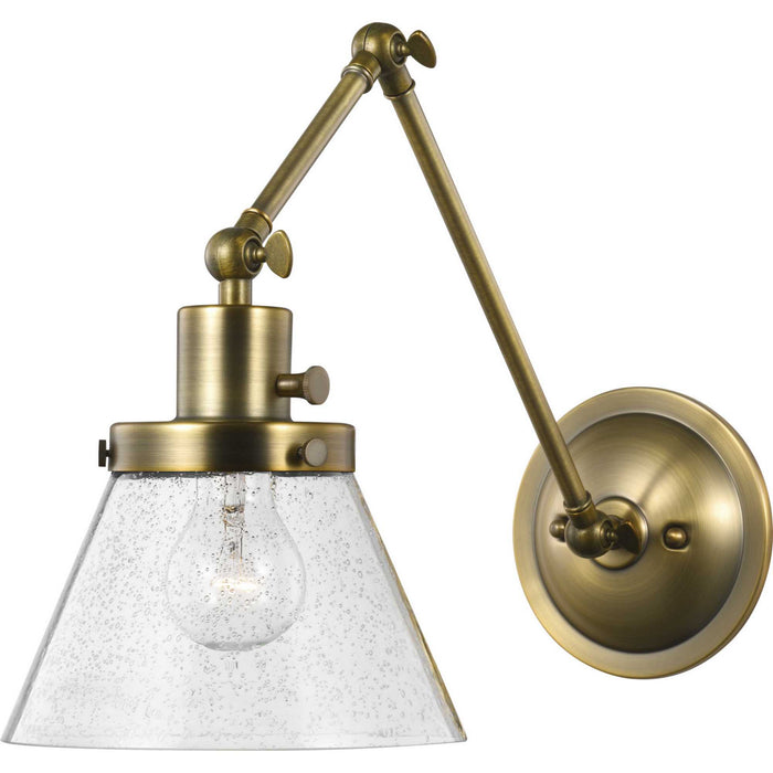 Progress Lighting P710094-163 One Light Swing Arm Wall Lamp, Vintage Brass