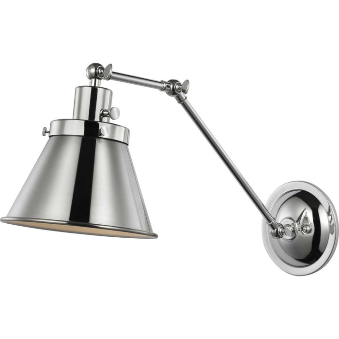 Progress Lighting P710095-104 One Light Swing Arm Wall Lamp, Polished Nickel