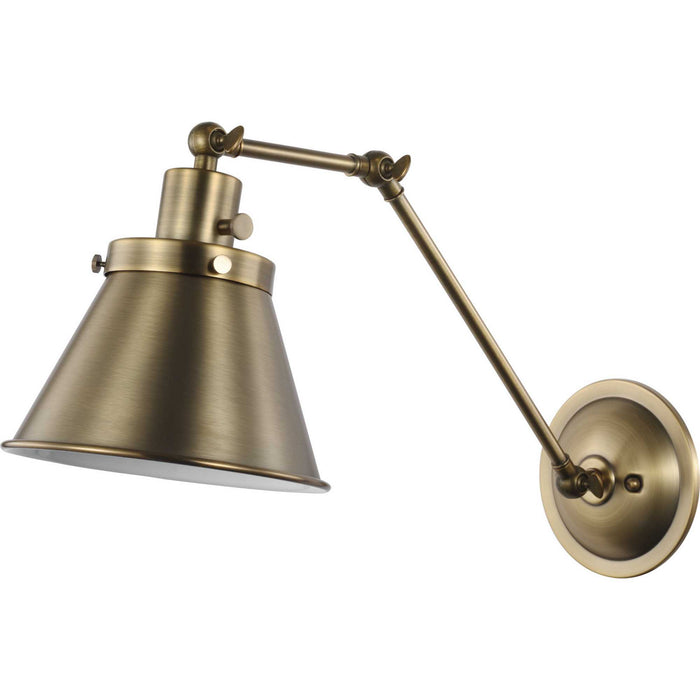 Progress Lighting P710095-163 One Light Swing Arm Wall Lamp, Vintage Brass