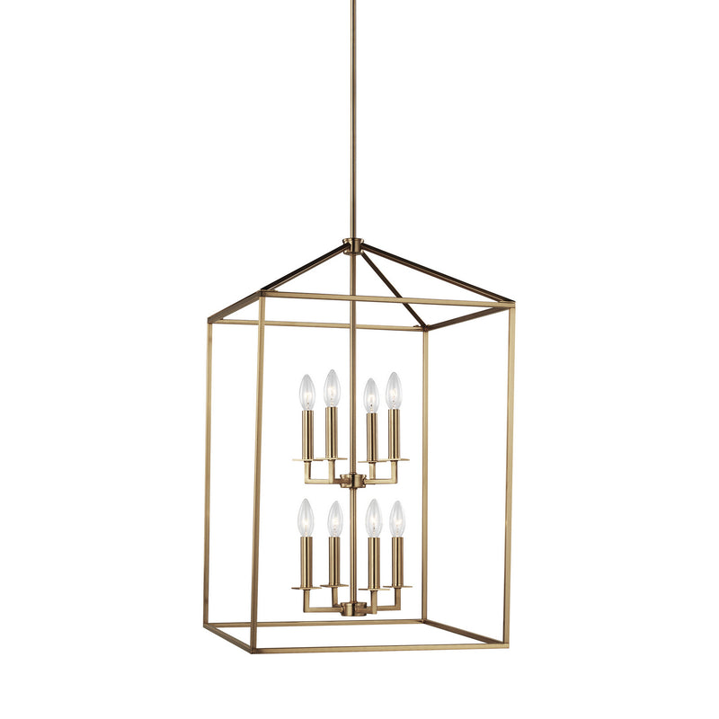 Generation Lighting 5115008-848 Eight Light Hall / Foyer Pendant, Satin Brass