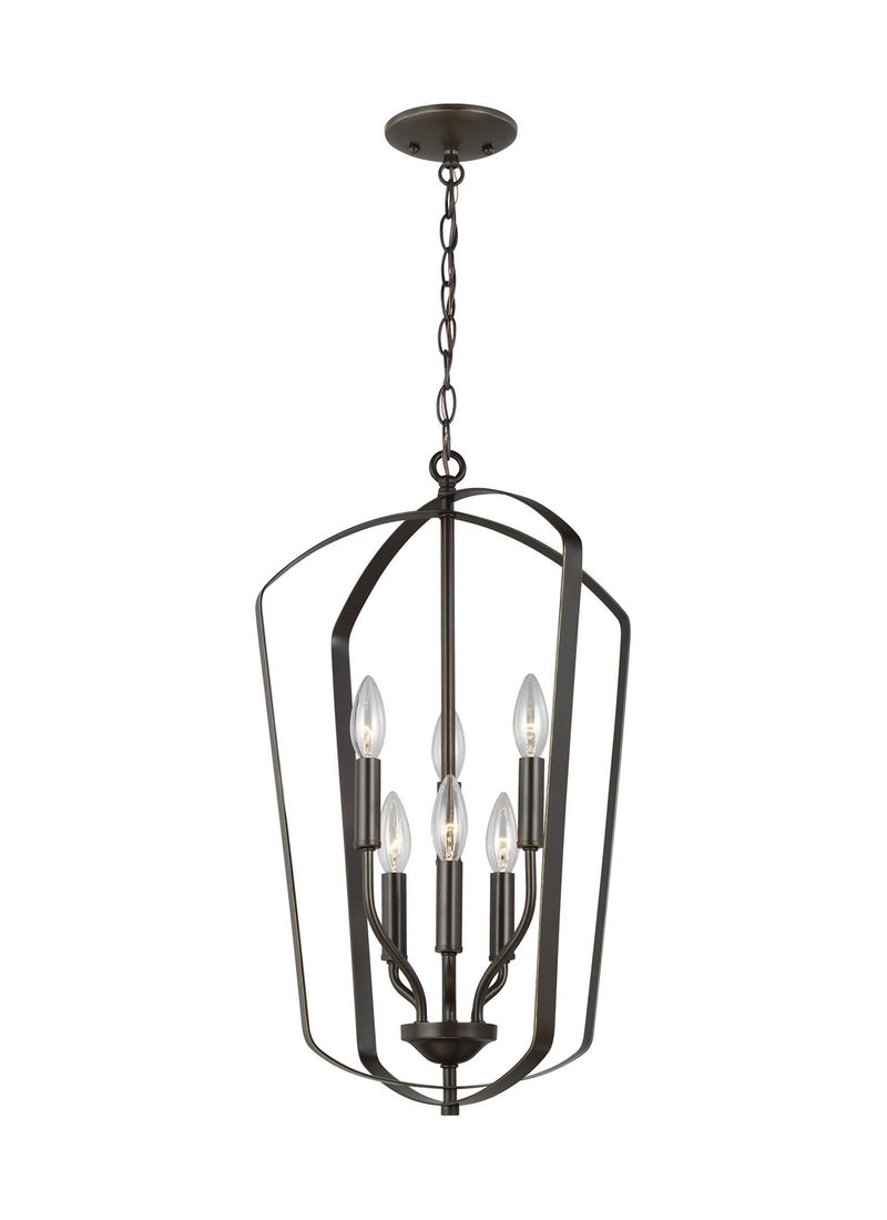 Generation Lighting 5134906-710 Six Light Hall / Foyer Pendant, Bronze