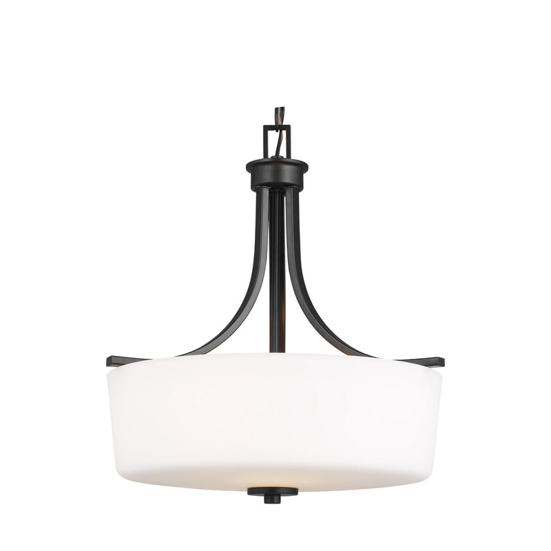 Generation Lighting 6528803-112 Three Light Pendant, Midnight Black