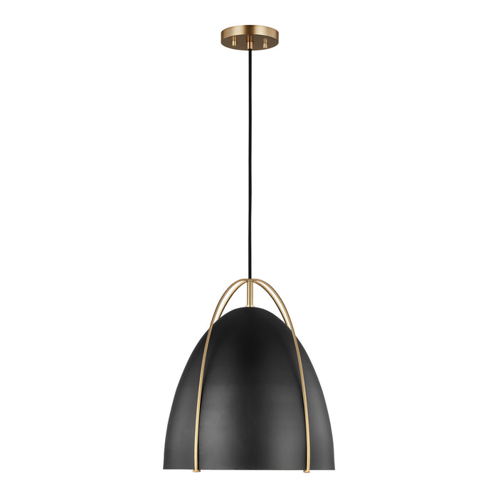 Visual Comfort Studio 6551701EN3-848 One Light Pendant, Satin Brass