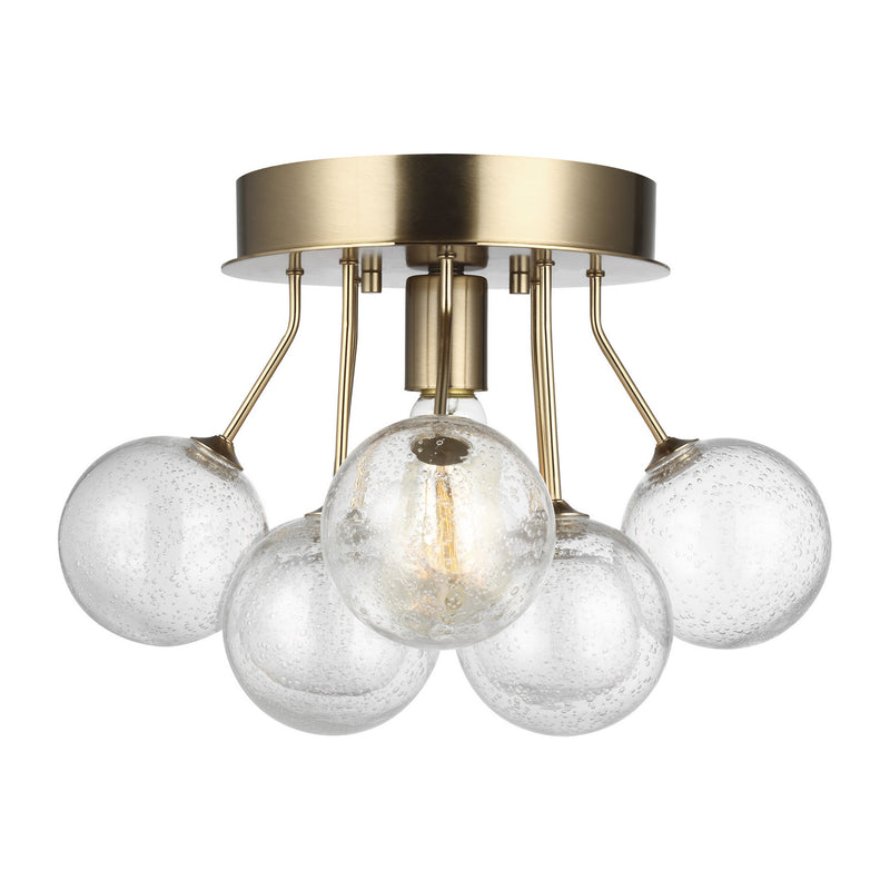 Visual Comfort Studio 7714301-848 One Light Semi-Flush Mount, Satin Brass
