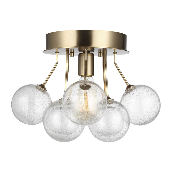 Visual Comfort Studio 7714301-848 One Light Semi-Flush Mount, Satin Brass