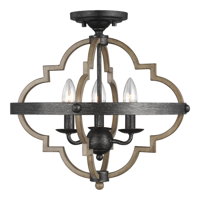 Generation Lighting 7724903-846 Three Light Semi-Flush Mount, Stardust