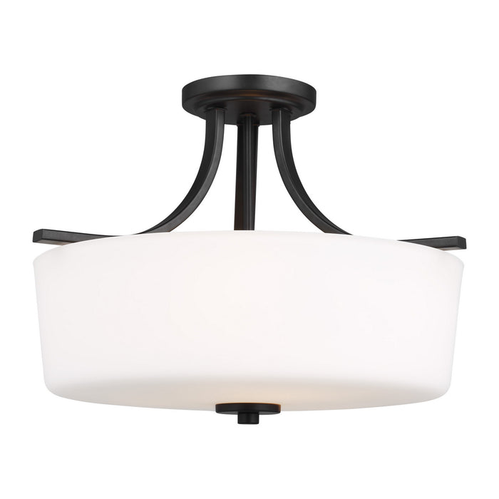 Generation Lighting 7728803-112 Three Light Semi-Flush Mount, Midnight Black