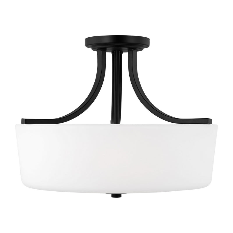 Generation Lighting 7728803-112 Three Light Semi-Flush Mount, Midnight Black