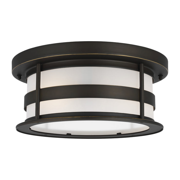 Generation Lighting 7890902-71 Two Light Outdoor Flush Mount, Antique Bronze
