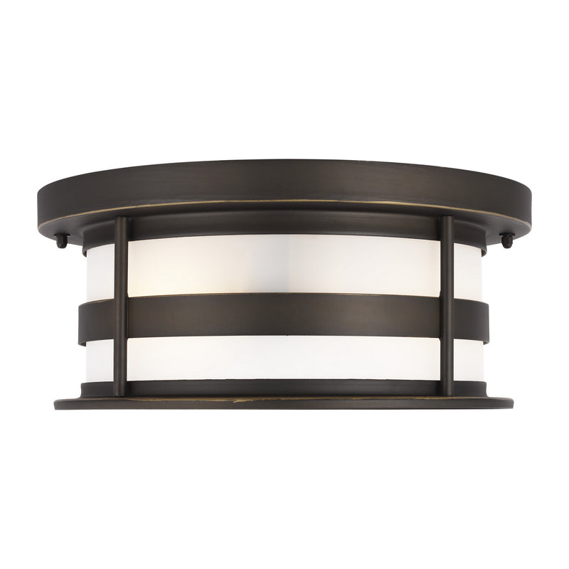 Generation Lighting 7890902-71 Two Light Outdoor Flush Mount, Antique Bronze
