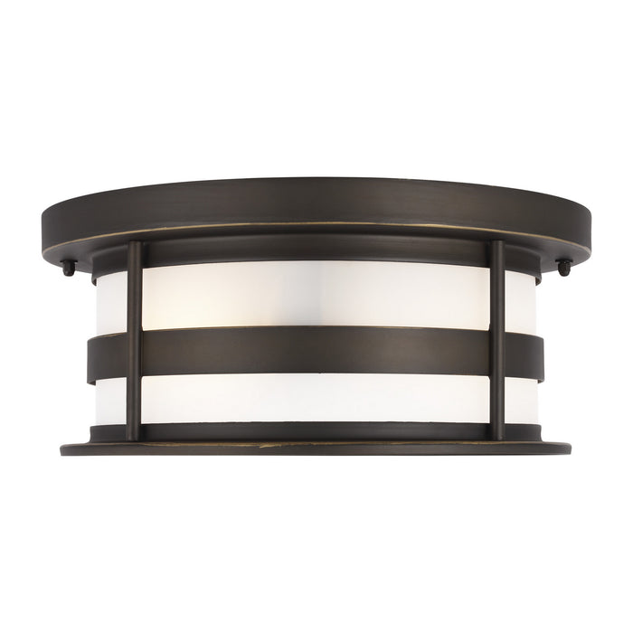 Generation Lighting 7890902-71 Two Light Outdoor Flush Mount, Antique Bronze