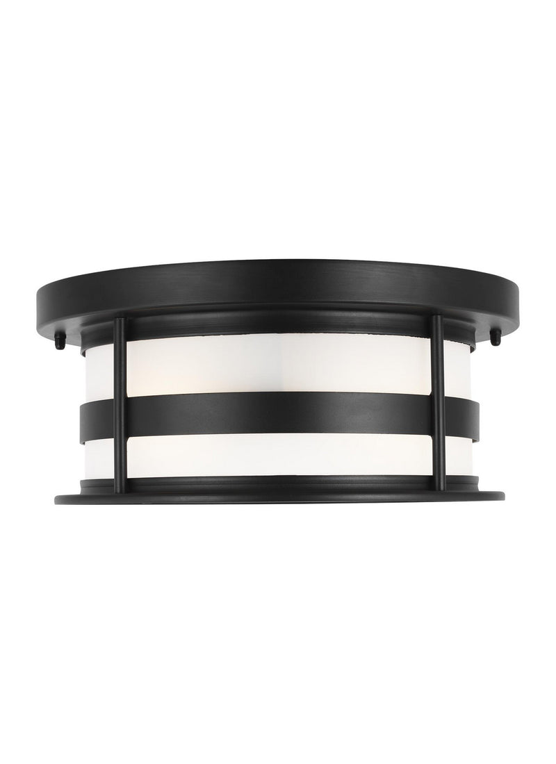 Generation Lighting 7890902EN3-12 Two Light Outdoor Flush Mount, Black
