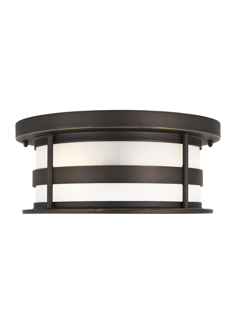 Generation Lighting 7890902EN3-71 Two Light Outdoor Flush Mount, Antique Bronze