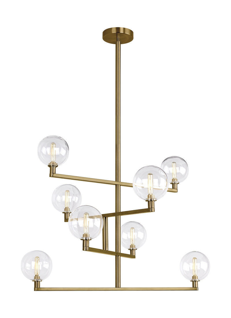 Visual Comfort Modern 700GMBCR Eight Light Chandelier, Aged Brass