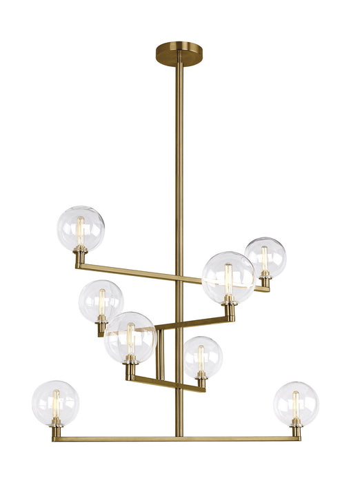 Visual Comfort Modern 700GMBCR Eight Light Chandelier, Aged Brass