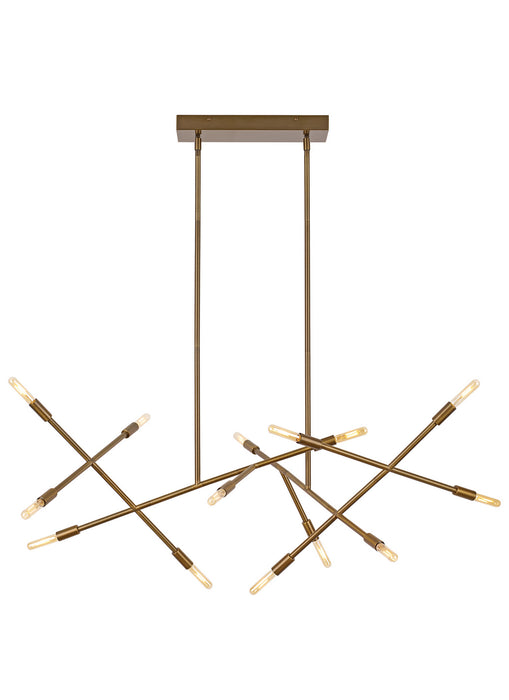 Visual Comfort Modern 700LSLNVR 14 Light Chandelier, Aged Brass