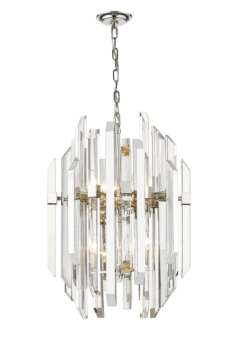 Z-Lite 4006-8PN Nine Light Chandelier, Polished Nickel