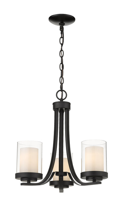 Z-Lite 426-3C-MB Three Light Chandelier, Matte Black