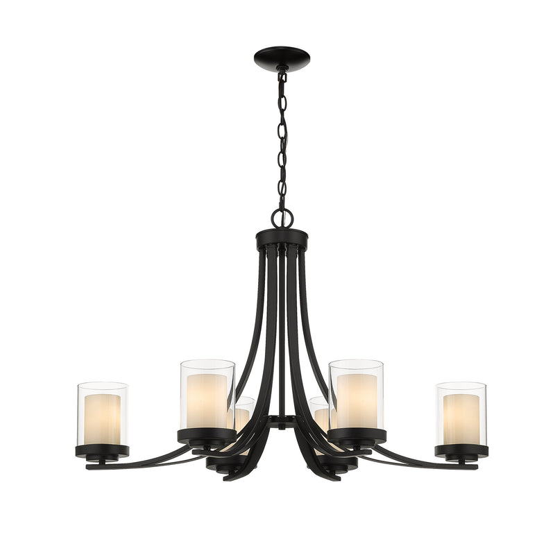 Z-Lite 426-6-MB Six Light Chandelier, Matte Black