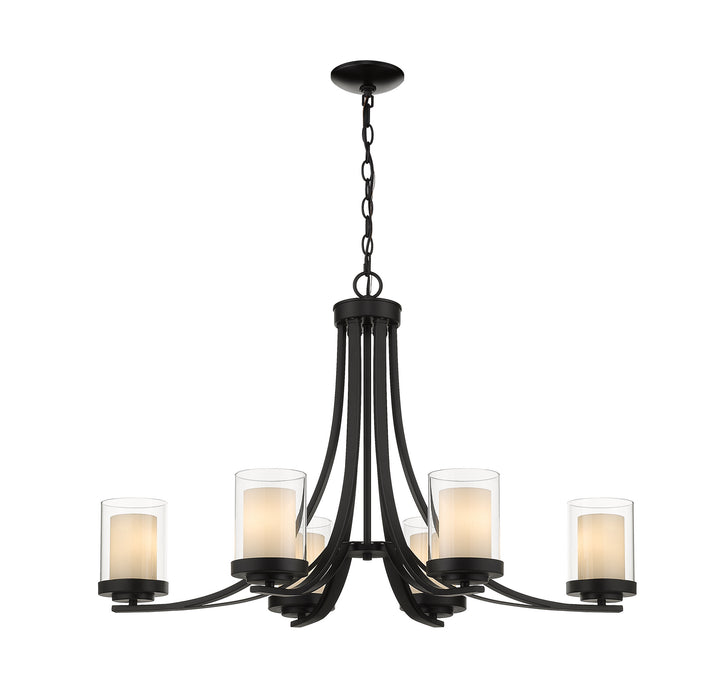 Z-Lite 426-6-MB Six Light Chandelier, Matte Black
