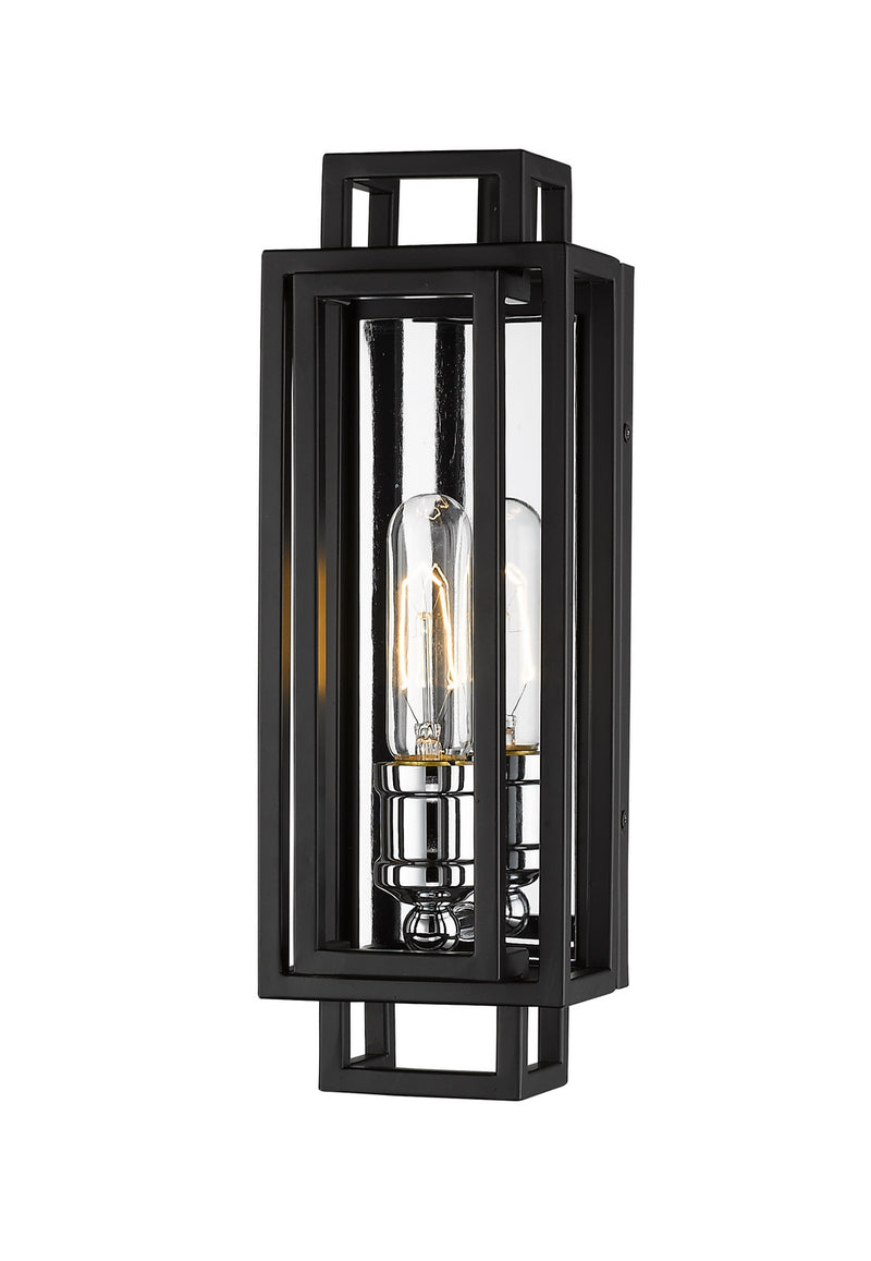 Z-Lite 454-1S-BK-CH One Light Wall Sconce, Black + Chrome