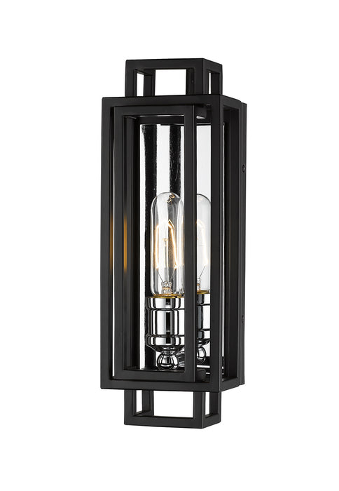 Z-Lite 454-1S-BK-CH One Light Wall Sconce, Black + Chrome