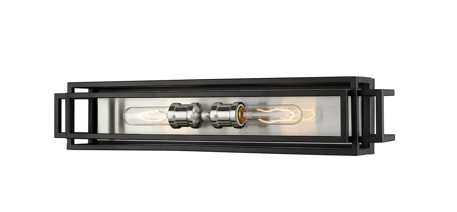 Z-Lite 454-2V-BK-BN Two Light Vanity, Black + Brushed Nickel