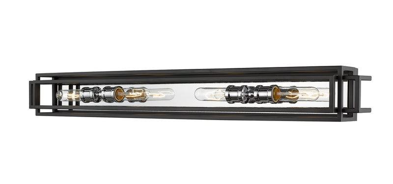 Z-Lite 454-4V-BK-CH Four Light Vanity, Black + Chrome