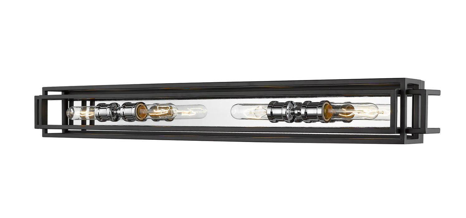 Z-Lite 454-4V-BK-CH Four Light Vanity, Black + Chrome