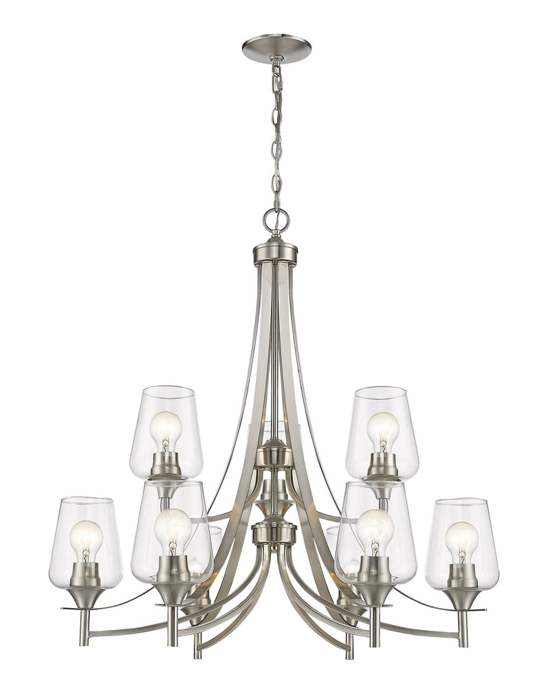 Z-Lite 473-9BN Nine Light Chandelier, Brushed Nickel
