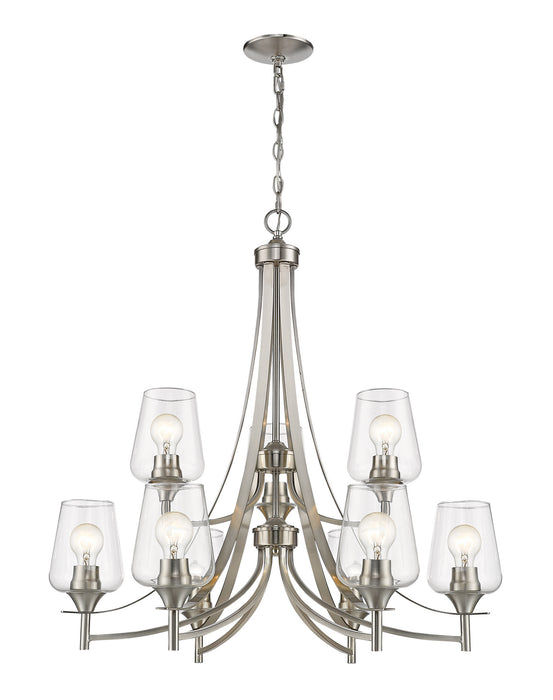 Z-Lite 473-9BN Nine Light Chandelier, Brushed Nickel