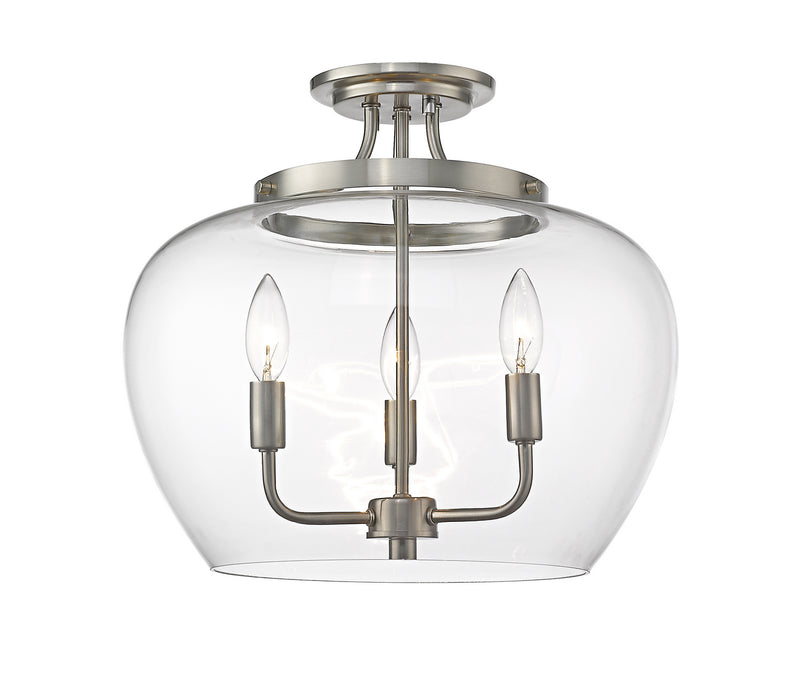 Z-Lite 473SF-BN Three Light Semi Flush Mount, Brushed Nickel