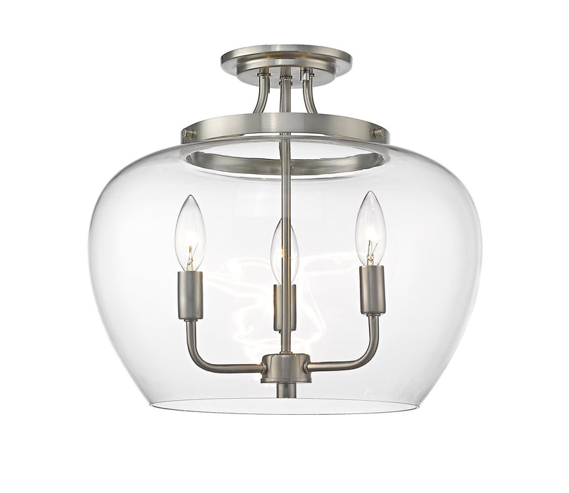 Z-Lite 473SF-BN Three Light Semi Flush Mount, Brushed Nickel