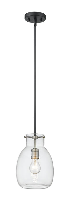 Z-Lite 476MP-ROD-MB-BN One Light Pendant, Matte Black + Brushed Nickel