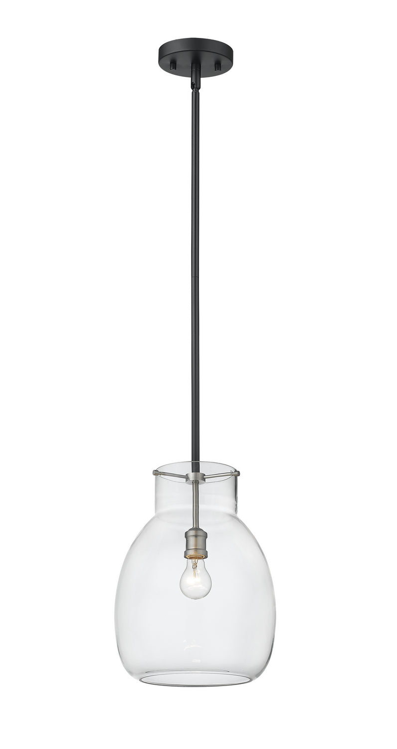 Z-Lite 476P-ROD-MB-BN One Light Pendant, Matte Black + Brushed Nickel