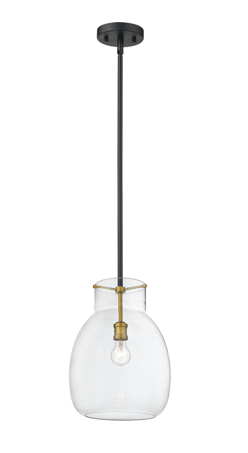 Z-Lite 476P-ROD-MB-OBR One Light Pendant, Matte Black + Olde Brass