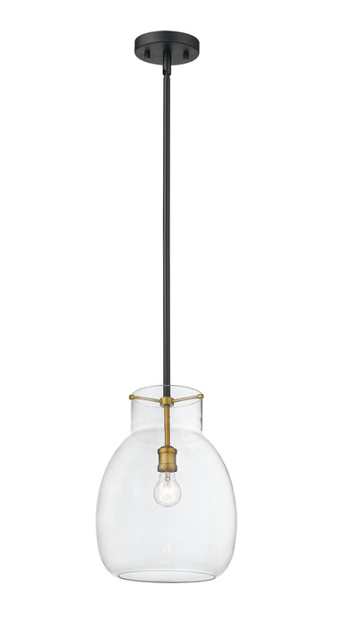 Z-Lite 476P-ROD-MB-OBR One Light Pendant, Matte Black + Olde Brass