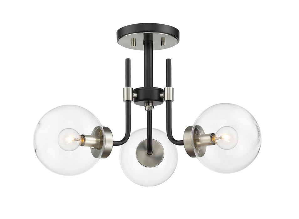 Z-Lite 477-3SF-MB-BN Three Light Semi Flush Mount, Matte Black + Brushed Nickel