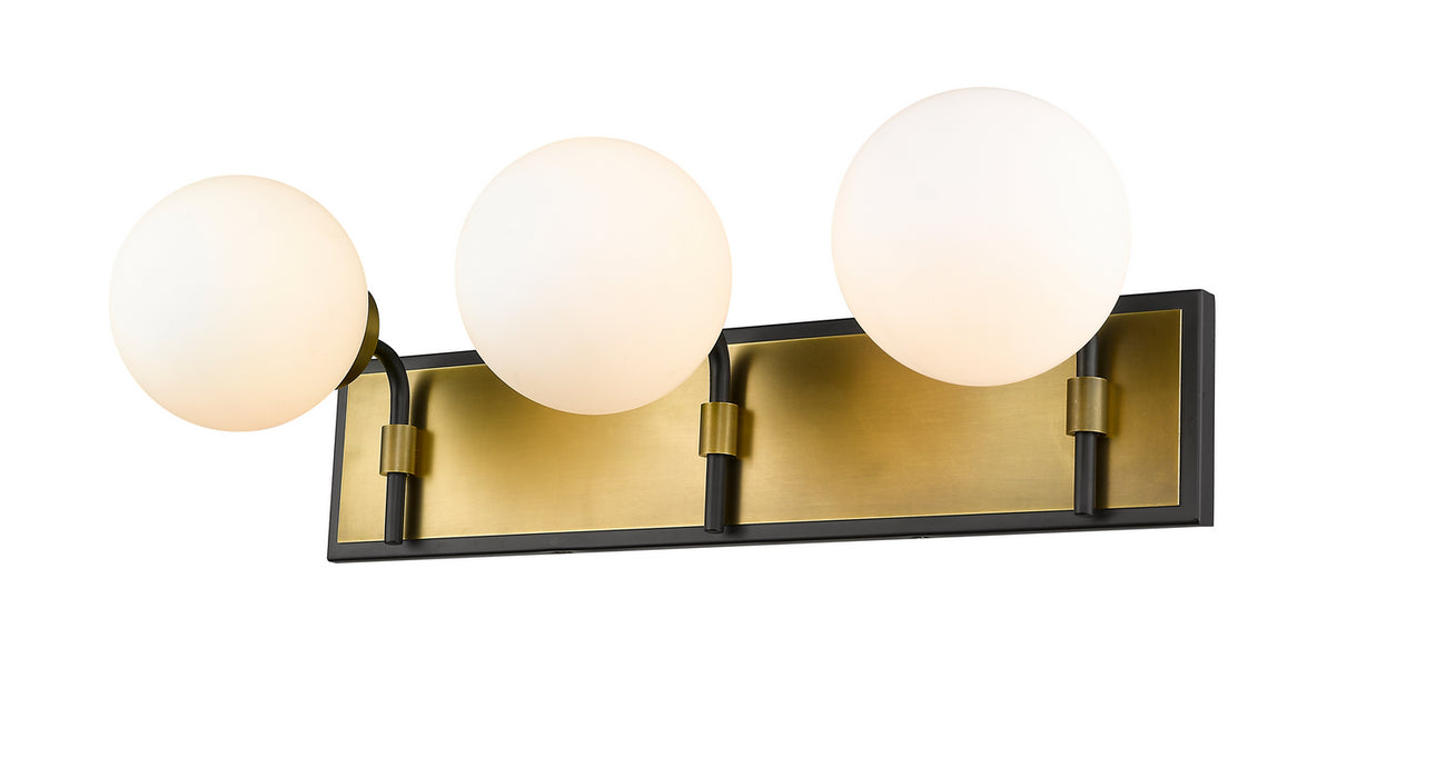 Z-Lite 477-3V-MB-OBR Three Light Vanity, Matte Black + Olde Brass