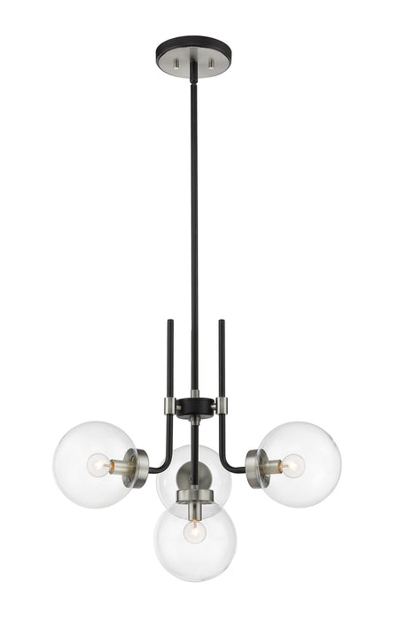 Z-Lite 477-4MB-BN Four Light Chandelier, Matte Black + Brushed Nickel