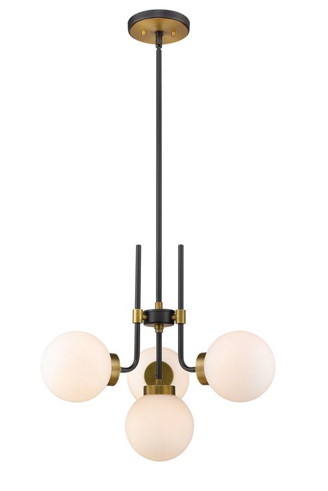 Z-Lite 477-4MB-OBR Four Light Chandelier, Matte Black + Olde Brass